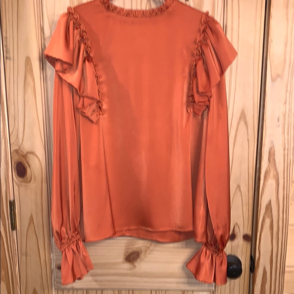 Women's Orange/Rust Ruffle Sleeve Top - Picture 1 of 3